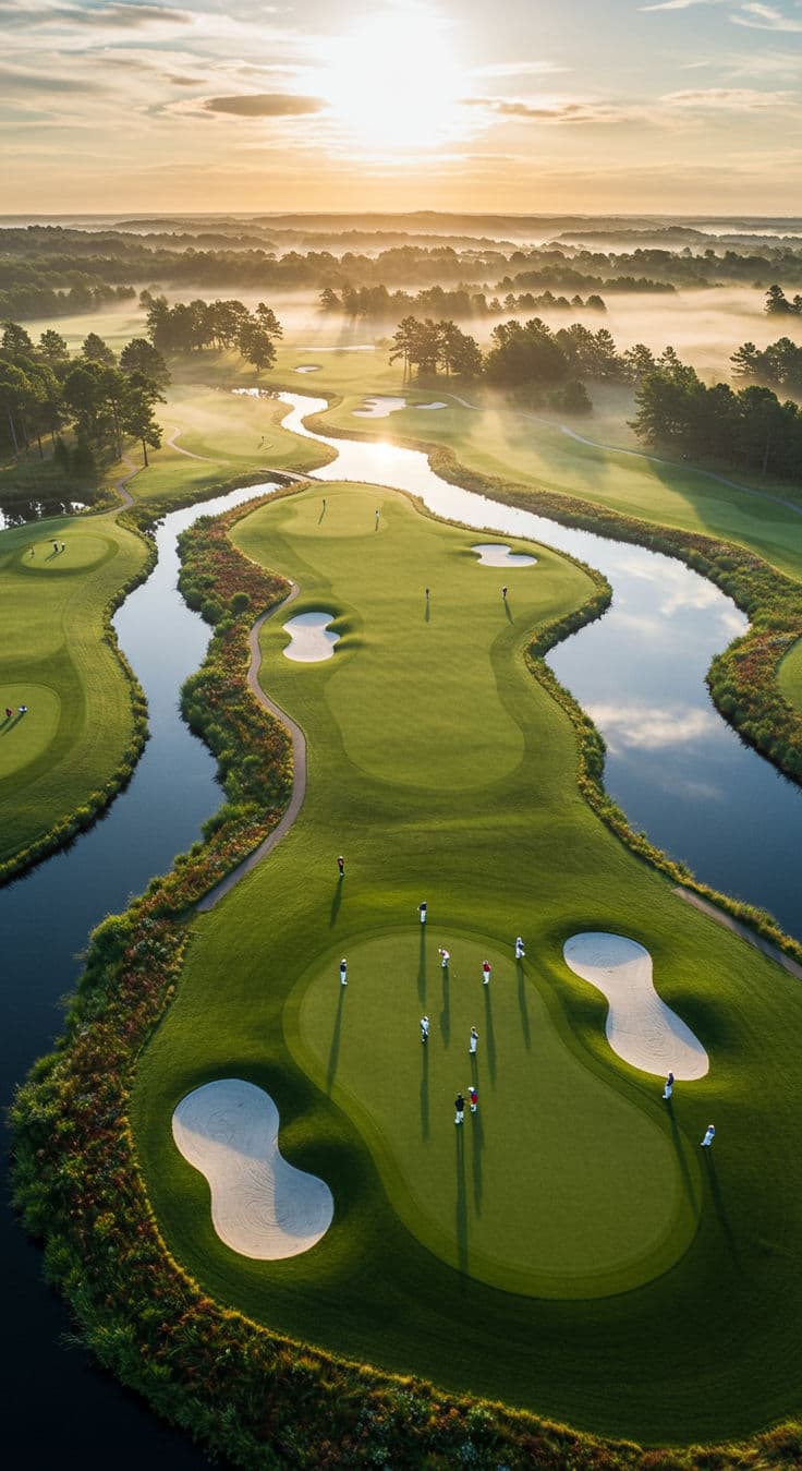 Golf course at golden hour